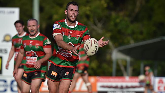 Nambour halfback David Oakes looks for opportunities in attack.