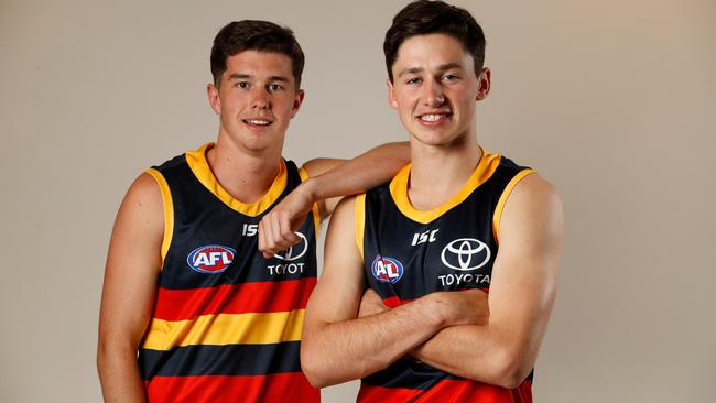 ON SHOW: Crows first-round draftees Ned McHenry (left) and Chayce Jones will get the chance to showcase their talents in the under-23 clash against Port Adelaide. Picture: Adam Trafford/Getty Images