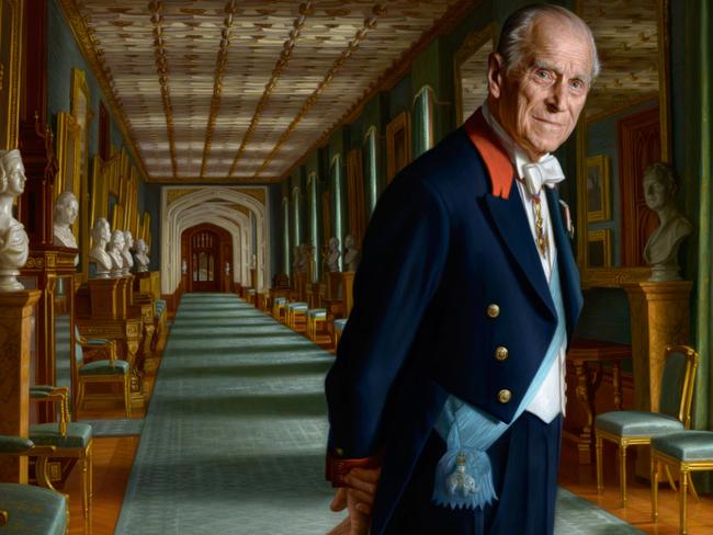 EMBARGOED TO 0001 GMT MONDAY DECEMBER 11Undated handout image issued by Buckingham Palace of a painting by Australian born artist Ralph Heimans of the Duke of Edinburgh painted in the year of his retirement from public engagements. PRESS ASSOCIATION Photo. Issue date: Monday December 11, 2017. Set in The Grand Corridor at Windsor Castle, the Duke of Edinburgh is depicted wearing the sash of the Order of the Elephant, Denmark's highest-ranking honour. See PA story ROYAL Portrait. Photo credit should read: Ralph Heimans/Buckingham Palace/PA WireNOTE TO EDITORS: This handout photo may only be used in for editorial reporting purposes for the contemporaneous illustration of events, things or the people in the image or facts mentioned in the caption. Reuse of the picture may require further permission from the copyright holder.