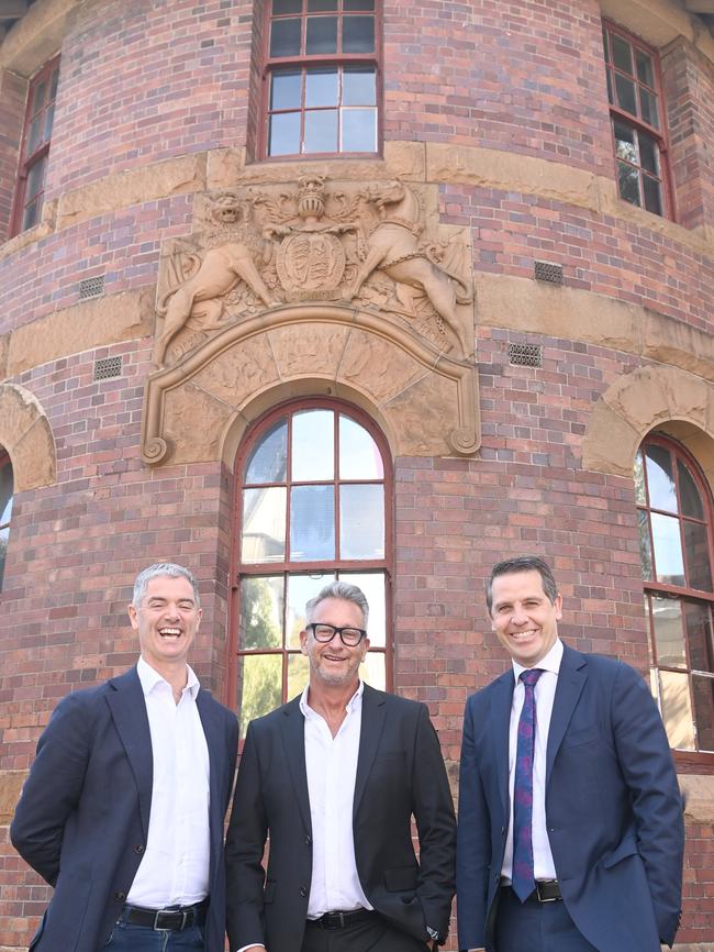 (LtoR) Minister for the Arts, John Graham Qtopia Sydney Chief Executive Officer, Greg Fisher and NSW Minister for Health, Ryan Park at the Qtopia museum in Darlinghurst which now a permanent home after WorldPride. Picture: Jeremy Piper/The Daily Telegraph.