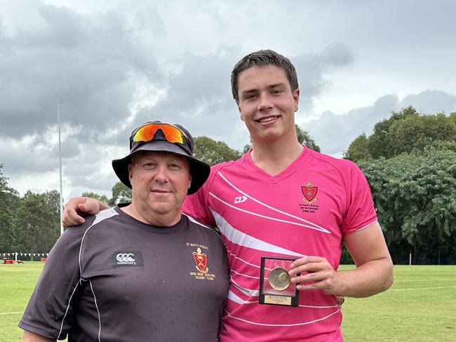 Pumas head coach Andrew Thomas and his best worker on Saturday, Oliver Rauchle.