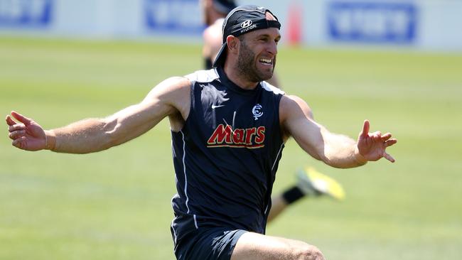 Carlton training at Visy park, 7th January Melbourne Australia. Chris Judd preparing for his last pre season at Carlton. Picture : George Salpigtidis