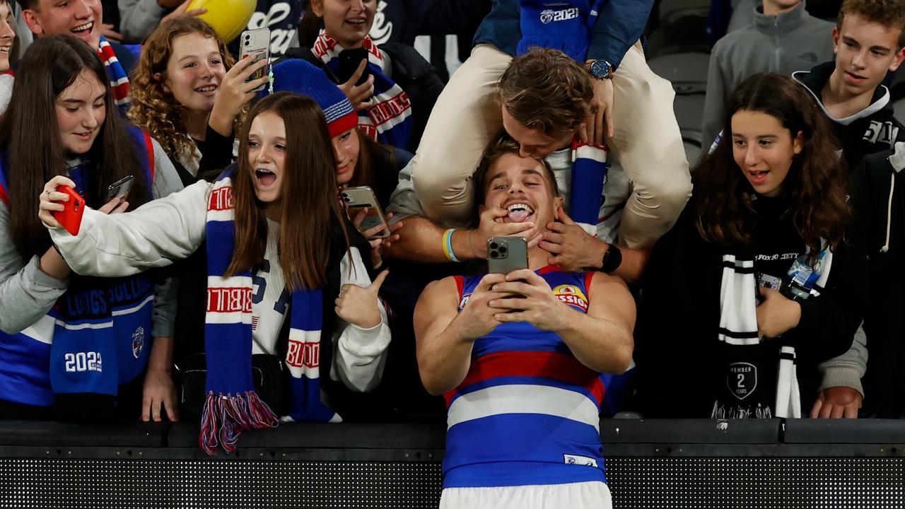 Bailey Smith is a big hit with Bulldogs fans. Picture: Michael Willson/AFL Photos via Getty Images