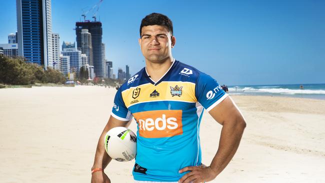 Gold Coast Titans signing David Fifita in 2021. Picture: NIGEL HALLETT