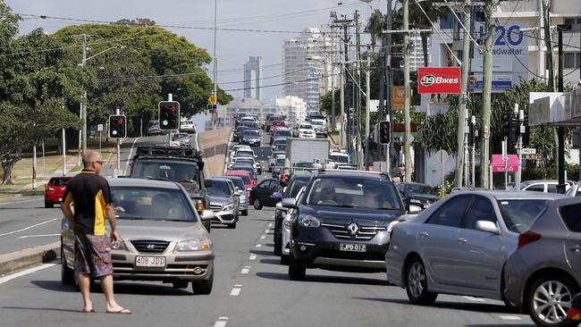 Traffic on the Gold Coast Highway at Southport has been highlighted as a big problem in the latest report. Picture: Jerad Williams