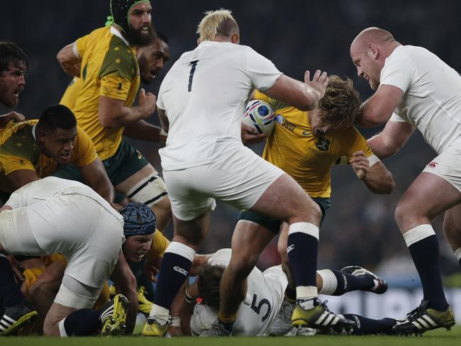 Michael Hooper leads the way for the impressive Wallabies pack.