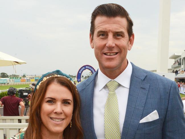 Ben Roberts-Smith VC and Emma Roberts-Smith in The Dome for Magic Millions at GCTC. Picture: Regina King (copyright restrictions apply 07 55322193). "FEES APPLY, ONE TIME USE, NO ON-SELL OR ON-PASS". Pic for Peter and Regina Column GC Bulletin ONE TIME USE ONLY. Please call for permission to use.