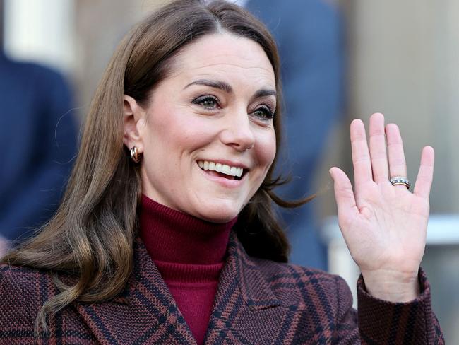 Britain's Catherine, Princess of Wales waves following a visit to the Royal Marsden Hospital in west London on January 14, 2025. (Photo by Chris Jackson / POOL / AFP)