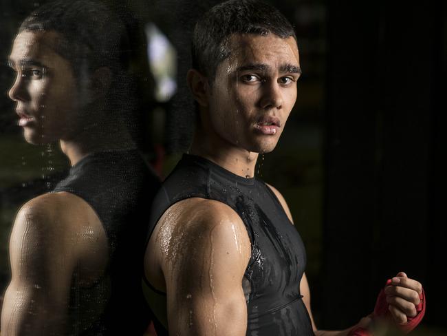 Kobie Duncan, training at the Hardcore Gym-Strength Conditioning & Self Defence in Carlton. A young kid getting his life together as a Boxer and rapper. PRIDE of OZPicture's darren leigh roberts