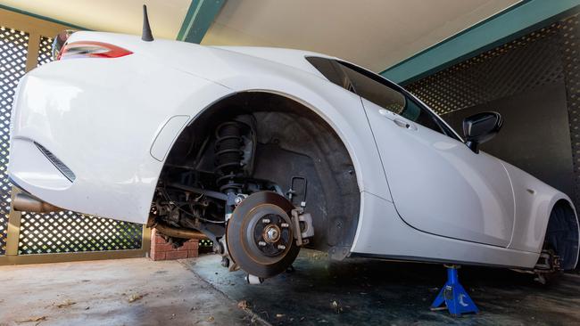 All four tyres and rims were pinched. Picture: Pema Tamang Pakhrin