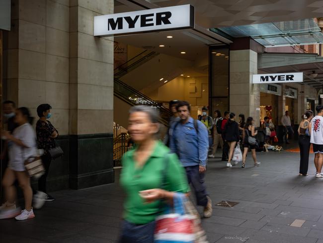 Business Finance Generics. Retail, Shoppers at Myer Pitt St Mall Store. Picture - ChrisPavlich/The Australian