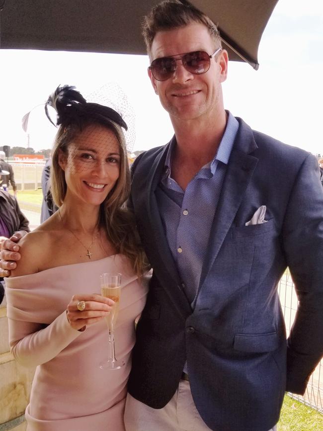 Former Crow Rhett Biglands with fiancée Janaina Lopes.