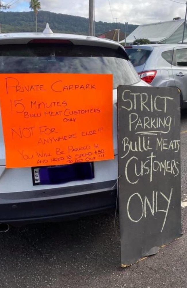 These signs outside have been shared widely on social media. Picture: Bulli Meat &amp; Seafood Fresh