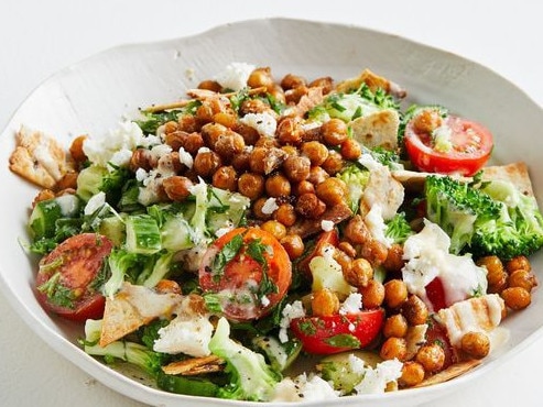 Crispy roast chickpea and broccoli fattoush.