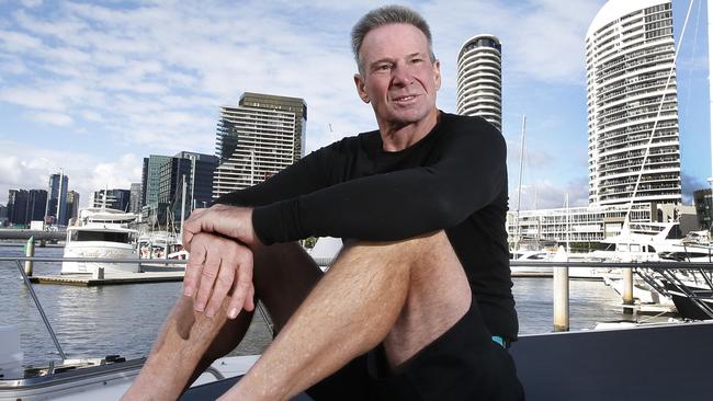 <i>The Footy Show</i>’s polarising host Sam Newman in one of his favourite places — on his boat at Docklands. Picture: David Caird