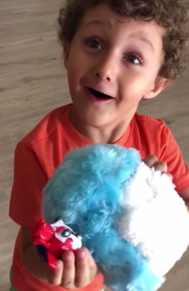 Influencer Dina Butti shared an adorable video of her son opening a Rizmo last month. Picture: Instagram / Dina Butti