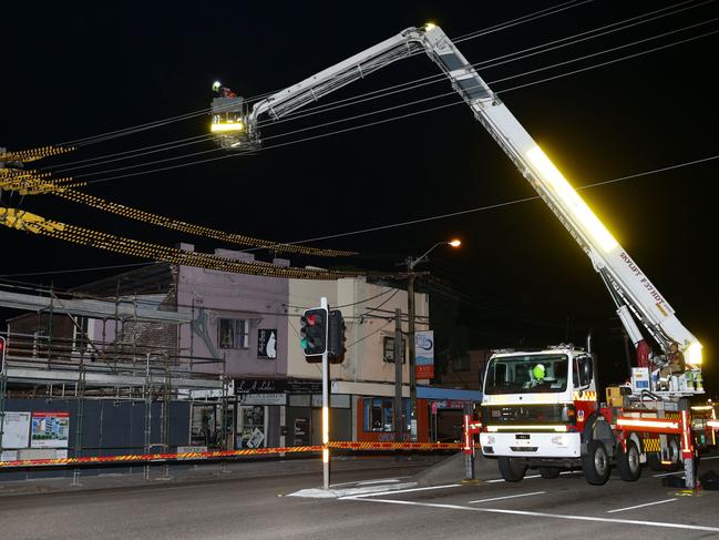 Multiple emergency service crews were called out in the early house of the morning once the panic set in after the building eventually collapsed. Picture: Bill Hearne