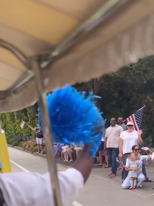 Meghan Markle is seen cosying up to her daughter during the parade event in California. Picture: rosewoodmiramarbeach/Instagram