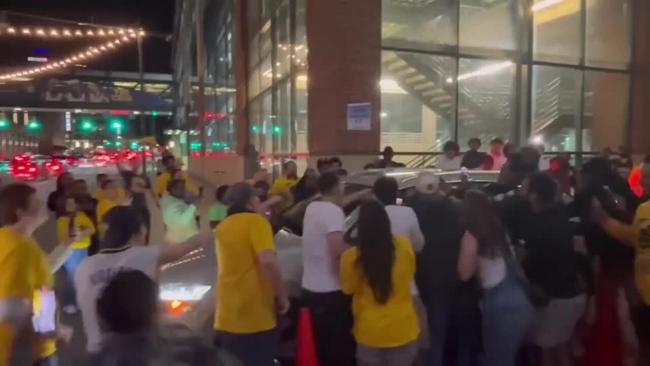 Pacer Fans Cheer Players Leaving Arena After Advancing to NBA Finals