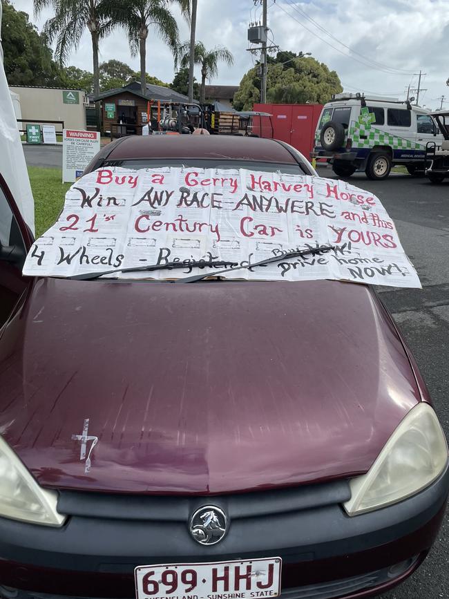 Larrikin ad man John Singleton will give this $1000 Holden to the first Gerry Harvey-bred horse that wins a race. Picture: Twitter