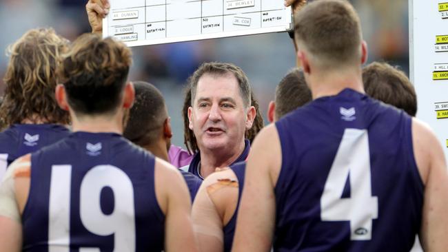 Ross Lyon deserves praise for lifting Fremantle back into finals contention. Picture: AAP Image/Richard Wainwright.