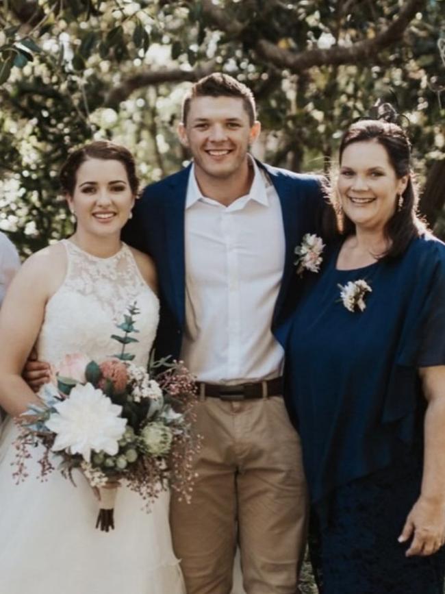 Corey Jensen and wife Shannen with his mum Nicole.