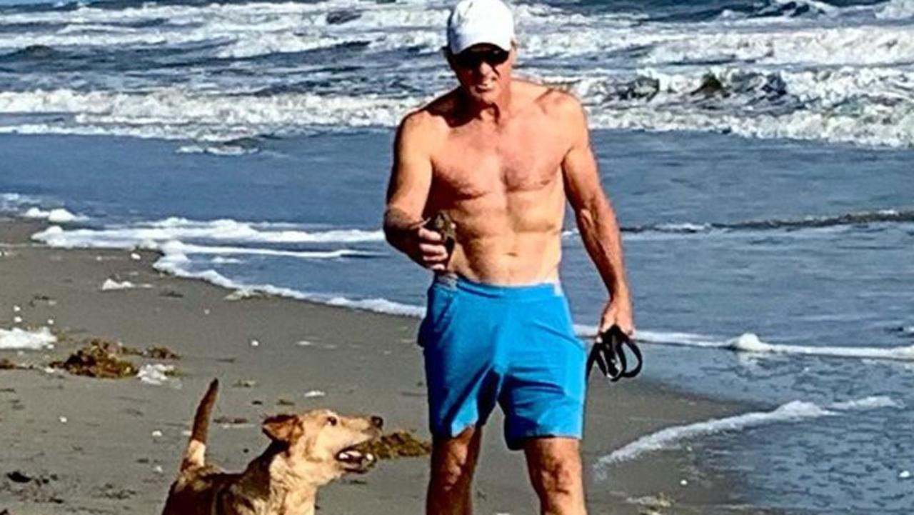 Greg Norman on Instagram, walking his dog in Florida.