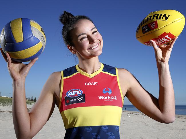 AFLW - Beach volleyball star Becchara Palmer has signed for the Crows AFLW side. Picture Sarah Reed