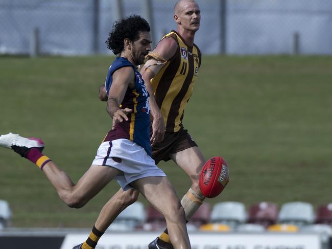 Jake Long of the Lions in action during the Cairns AFL Cairns City Lions vs Manunda Hawks on Saturday at Cazalys stadium. Picture Emily Barker