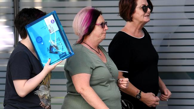 Greg’s partner Karen Vanden Drieson (centre) at the Supreme Court after giving evidence. Picture: NCA NewsWire / Dan Peled