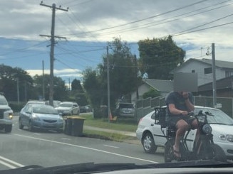 A youth on an e-bike on Allambie Rd, Allambie Heights, on Monday. Picture: Manly Daily