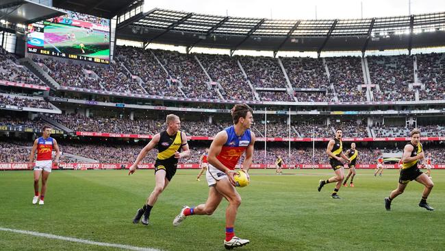 The biggest crowd of the year watched Richmond take on Brisbane at the MCG on Sunday. Picture: AAP