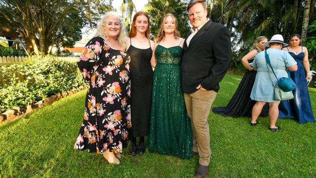 Lismore High Year 12 Formal 2022: Mollie Malhouse with her parents Kate and David and sister Ruby.