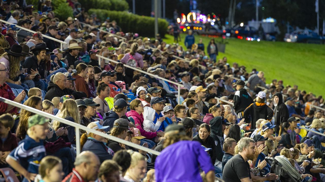 The crowd watching the evening entertainment at the 2022 Toowoomba Royal Show, Saturday, March 26, 2022. Picture: Kevin Farmer