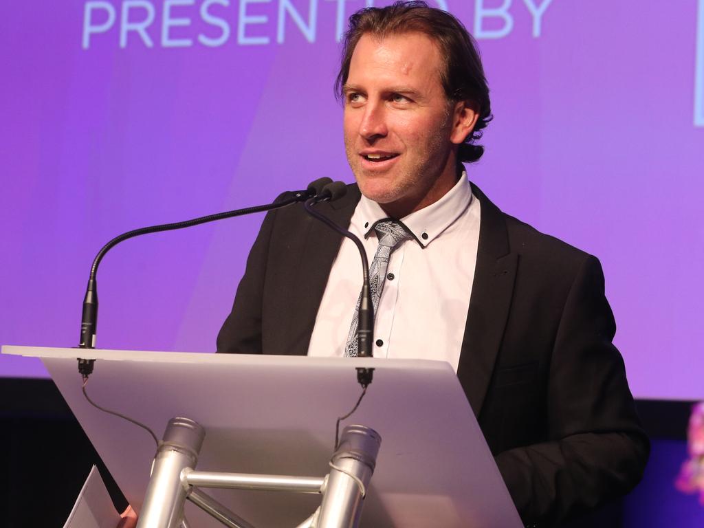 Gold Coast Bulletin editor Ryan Keen, and 'Champion of Women' winner, at the Gold Coast Bulletin Women of the Year awards by Harvey Norman at Star Gold Coast. Picture: Richard Gosling