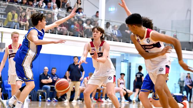 Nudgee College V BSH in Basketball. Yuvraj Gill (right). Picture: John Gass