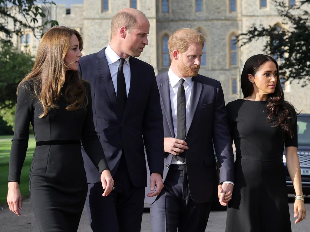 Kate Middleton, Prince William, Prince Harry and Meghan Markle united for the first time in more than two years. Picture: Chris Jackson – WPA Pool/Getty Images