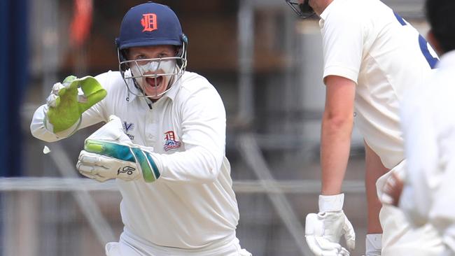 Sam Newell celebrate a Dandenong wicket. Picture: Mark Wilson