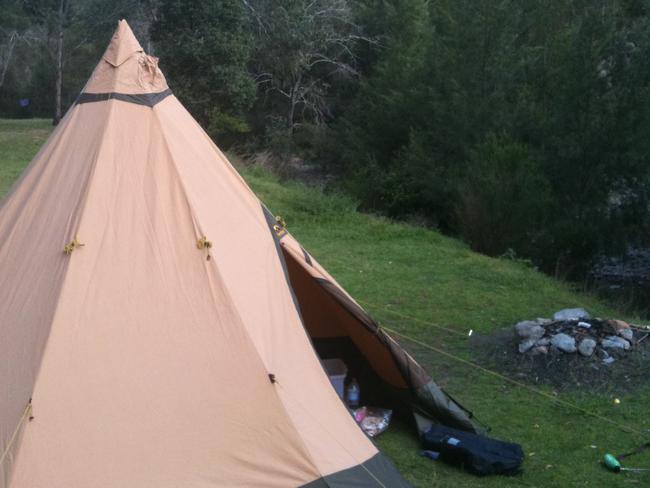 Our tent is all set for the night. Picture: Leah McLennan