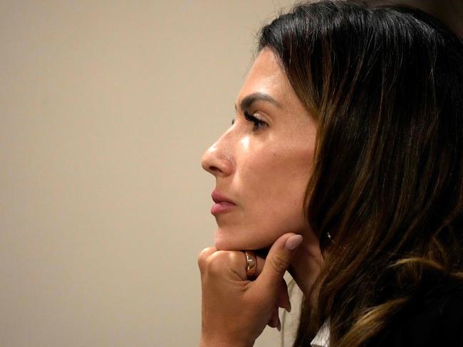 Hilaria Baldwin listens during her husband actor Alec Baldwin’s trial. Picture: AFP