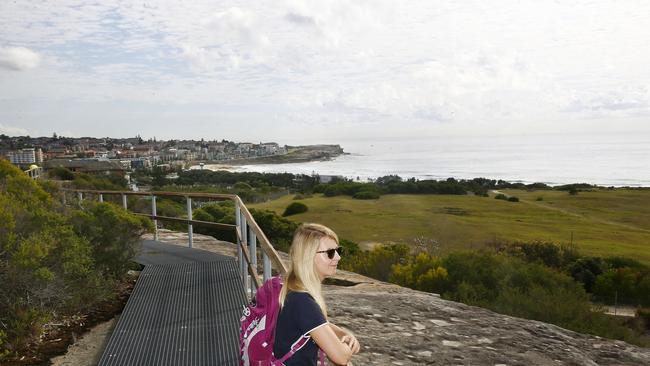 Lauren Hockey on the new walk with the view towards Maroubra. Picture: John Appleyard