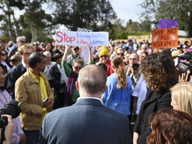 CANBERRA, Australia, NewsWire Photos. April 28, 2024: Prime Minister Anthony Albanese and Jodie Haydon attend the No More! National Rally Against Violence march in Canberra, as 29 Women have been killed as a result of violence by men already this year.: NCA NewsWire / Martin Ollman