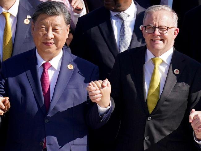 RIO DE JANEIRO, BRAZIL - NOVEMBER 18: (L-R front row) Chinese Prime Minister Xi Jinping, Australian Prime Minister Anthony Albanese, UK Prime Minister Sir Keir Starmer and Colombian President Gustavo Petro with leaders of the G20 members as they pose for the photo of the Global Alliance Against Hunger and Poverty at the G20 summit at the Museum of Modern Art on November 18, 2024 in Rio de Janeiro, Brazil. Keir Starmer is attending his first G20 Summit since he was elected Prime Minister of the UK. He is expected to hold talks with President Xi Jinping of China, the first time a UK PM has done so for six years. (Photo by Stefan Rousseau - WPA Pool/Getty Images)