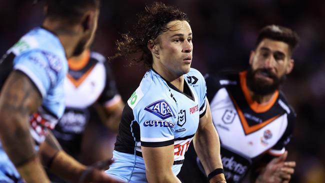 Nicho Hynes starred for the Sharks against Wests Tigers. Picture: Matt King/Getty Images