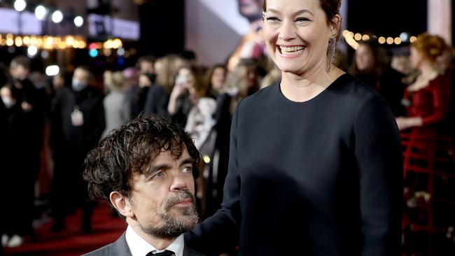 Peter Dinklage and wife Erica Schmidt attend the UK Premiere of Cyrano in London in December. Picture: Tristan Fewings/Getty Images for Metro-Goldwyn-Mayer Pictures &amp; Universal Pictures