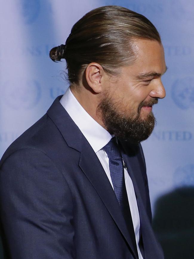 Leonardo DiCaprio after being named UN Messenger Of Peace at the United Nations on September 20, 2014 in New York, New York. Picture: Getty