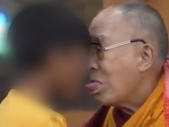 Video of Dalai Lama asking child to suck his tongue.