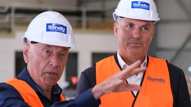 Bisinella Developers founder Lino Bisinella and Deputy Prime Minister Richard Marles speak on Friday. Picture: Mark Wilson