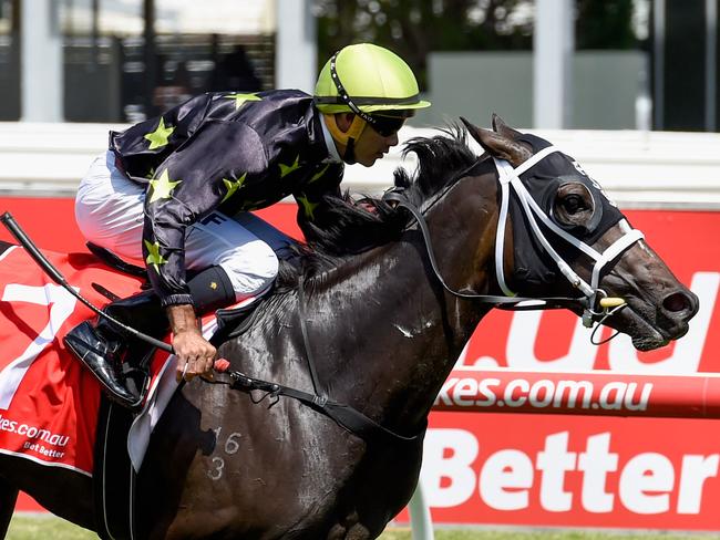 MELBOURNE, AUSTRALIA - FEBRUARY 13: Dom Tourneur riding Samara Dancer wins Race 3, Blue Diamond Prelude during Melbourne Racing at Caulfield Racecourse on February 13, 2016 in Melbourne, Australia. (Photo by Vince Caligiuri/Getty Images)