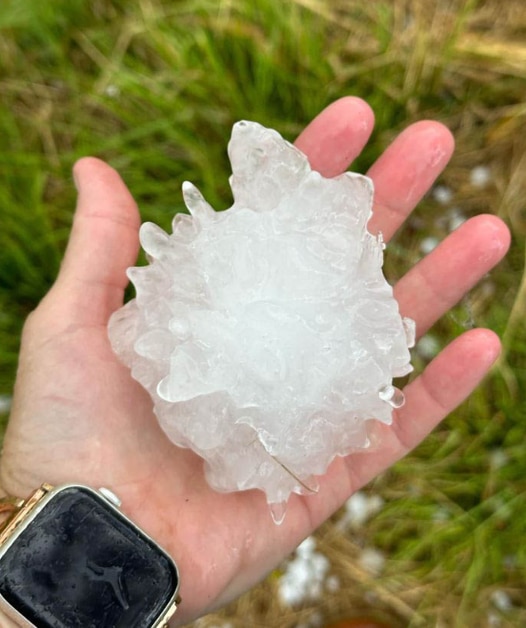 Large hail has pelted the Moreton Bay region. Pic: Azaria via Higgins Storm Chasing